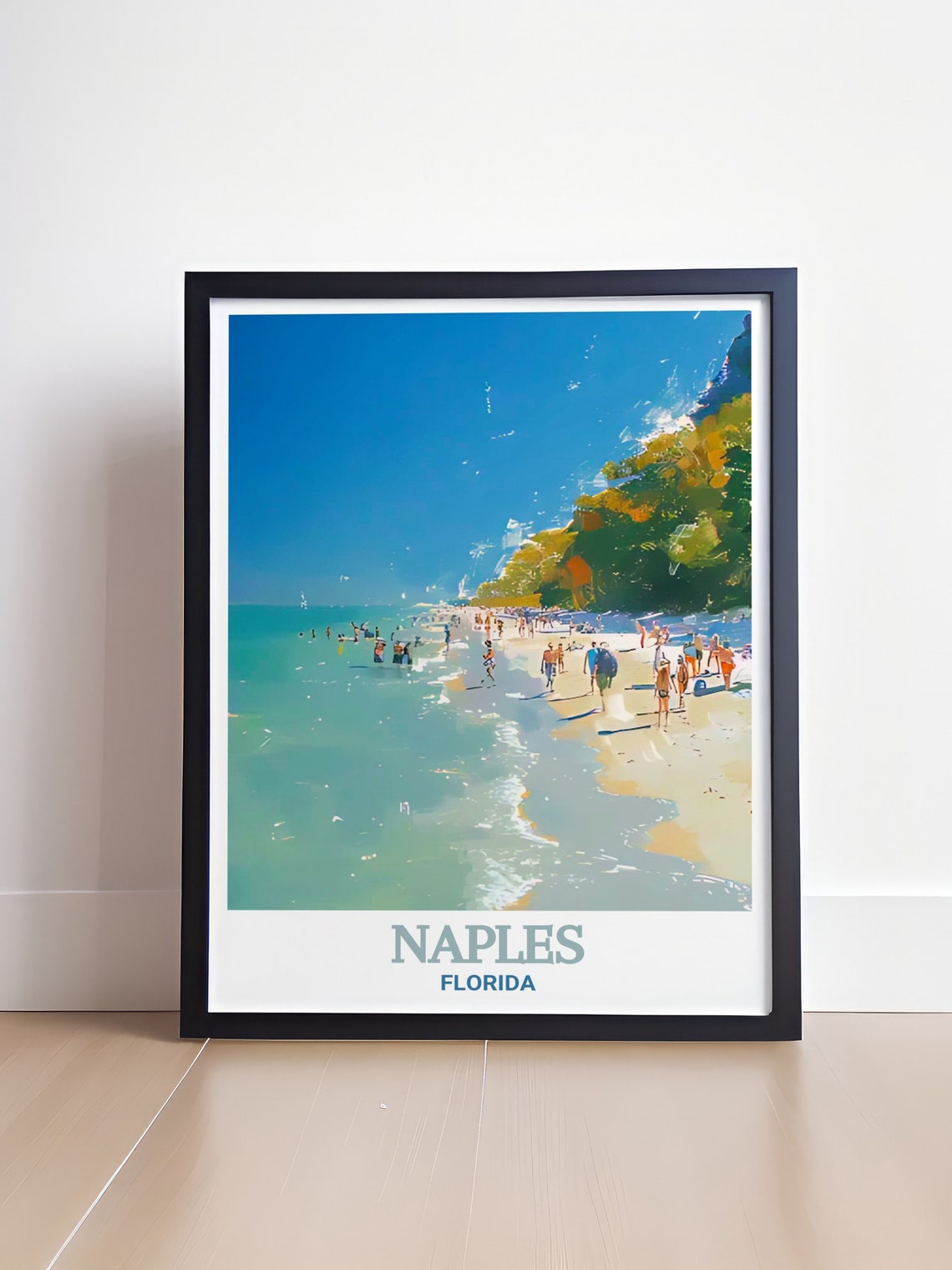 Naples Florida Beach Poster With Swimmers and Turquoise Water - Image 4