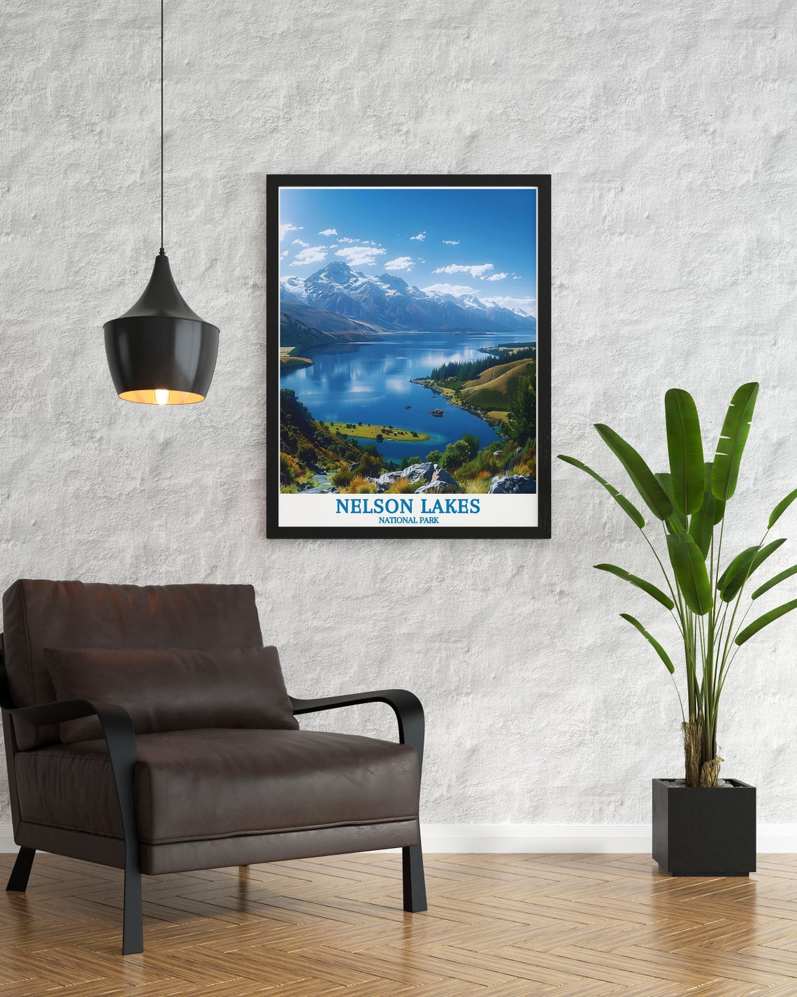 Nelson Lakes National Park Alpine Lake Below Snow Peaks Poster - Image 2