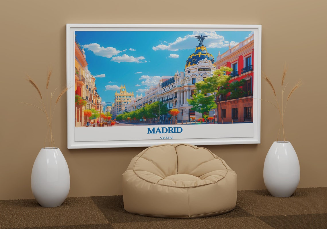 Madrid Spain Gran Via Metropolis Building Bright Sunny Poster - Image 2