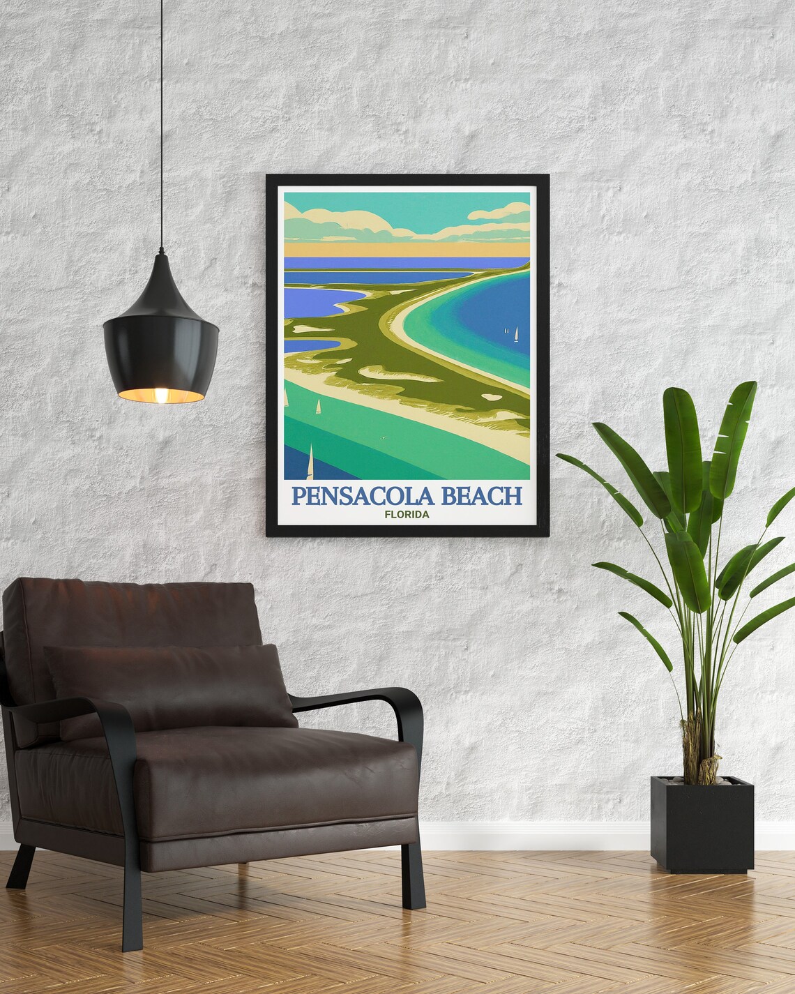 Pensacola Beach Aerial Barrier Islands Florida Travel Poster - Image 3