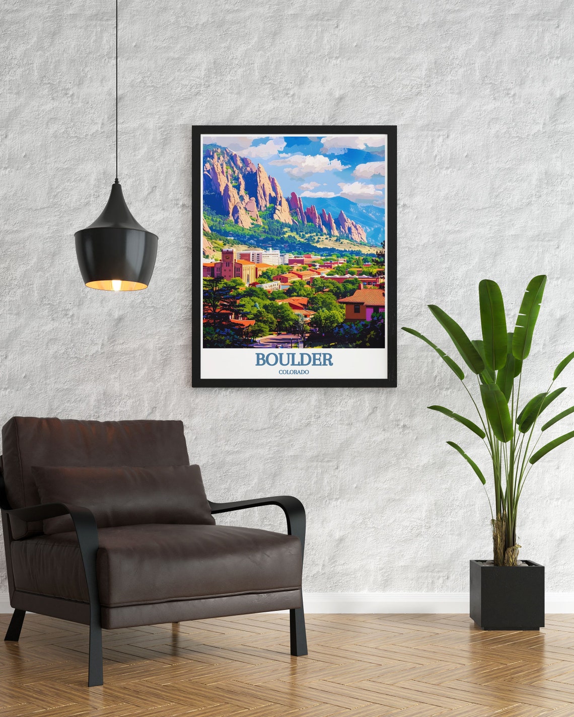 Boulder Colorado Flatirons Red Rocks Rising over the City Poster - Image 2