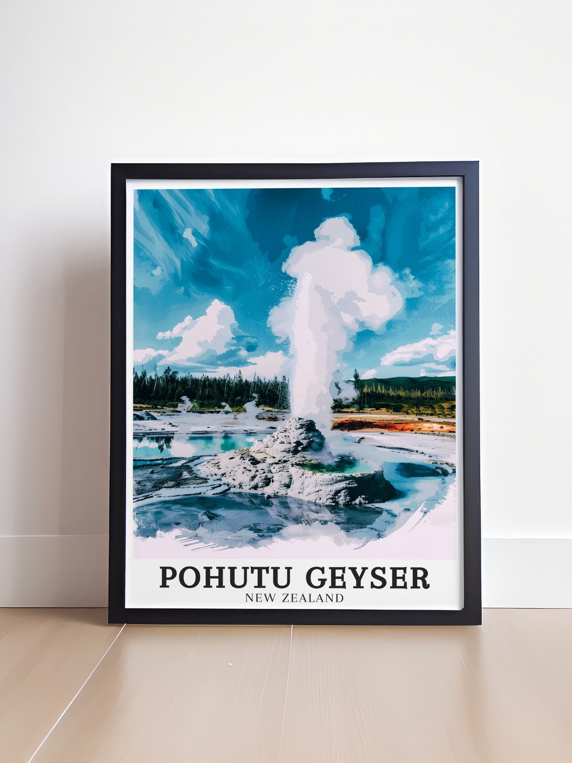 Pohutu Geyser New Zealand Towering Eruption Cone View Poster - Image 4