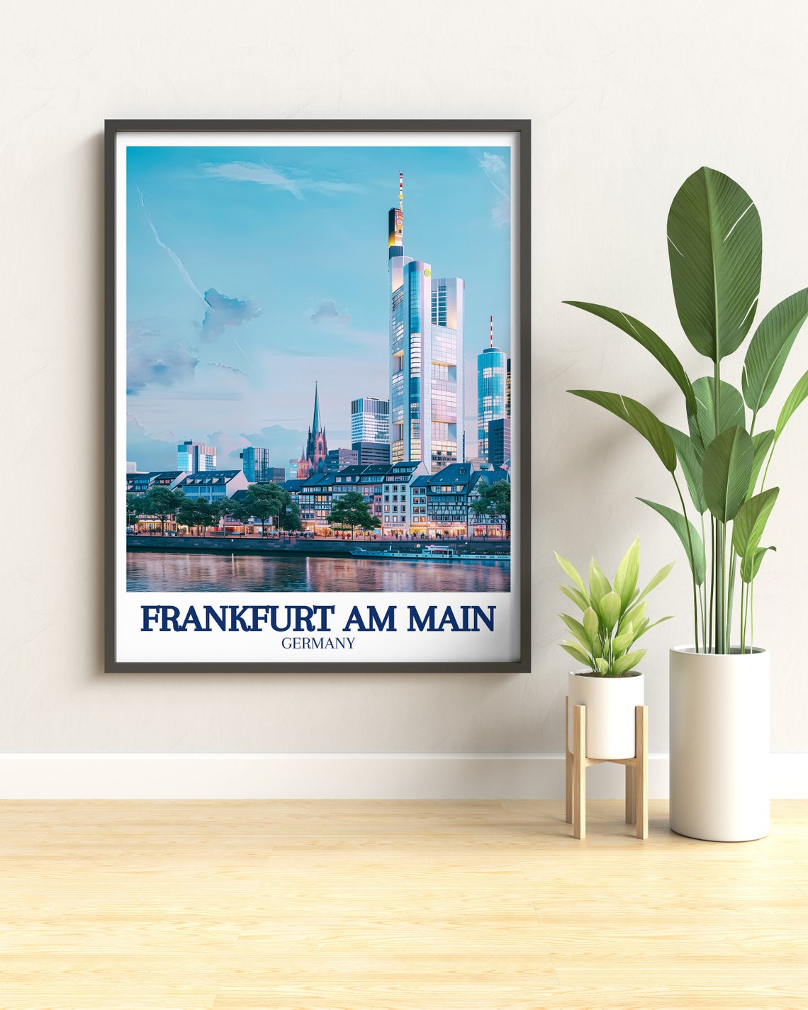 Frankfurt Am Main Commerzbank Tower Riverfront Skyline Travel Poster - Image 2