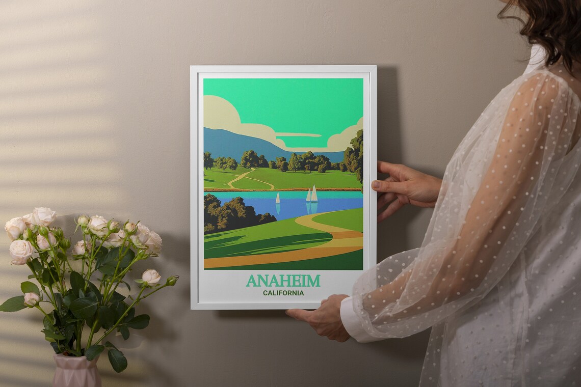 Anaheim California Yorba Regional Park Sailboats Lake Scenic Poster - Image 2