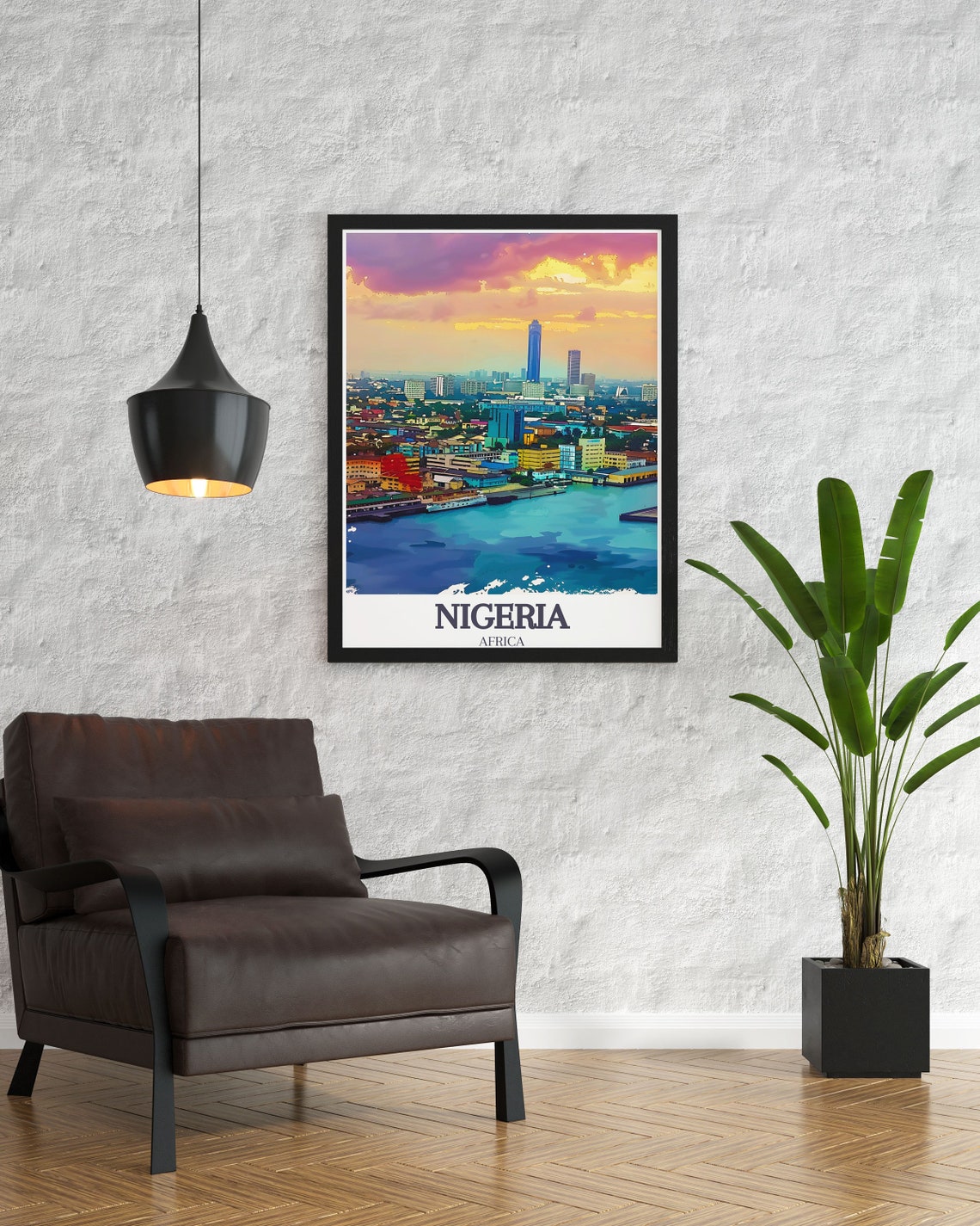 Nigeria Travel Poster Lagos Victoria Island Travel Print Lagos Victoria Island Art Nigeria Poster Print - Image 2