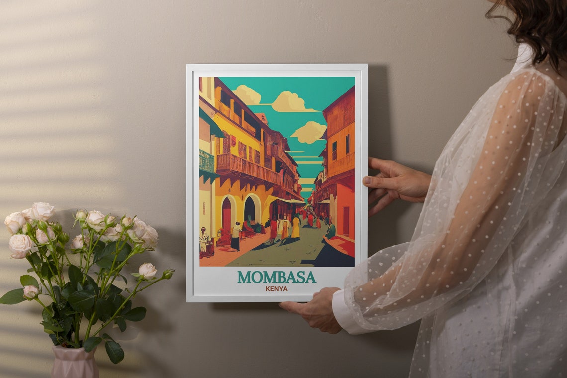 Mombasa Travel Art Old Town Decor With Stunning Mombasa Art And Travel Print Old Town With Kenya Travel Poster Mombasa Travel Print - Image 2
