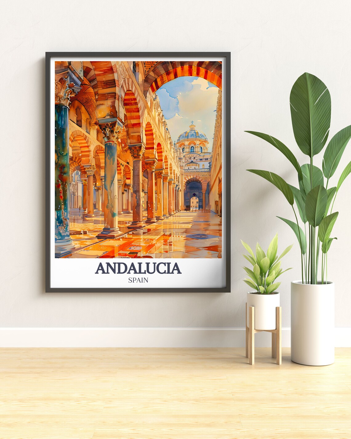 Andalucia Spain Cordoba Mezquita Arches Watercolor Travel Poster - Image 3