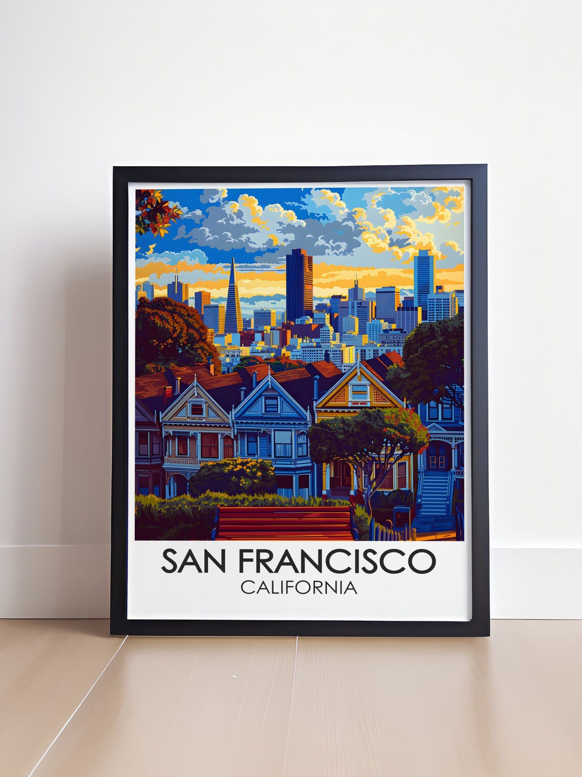 San Francisco Painted Ladies Victorian Houses Skyline Poster - Image 4