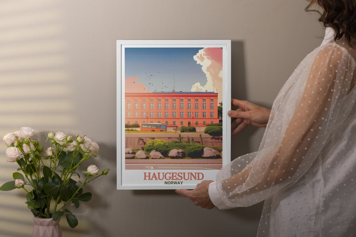 Haugesund Wall Art Haugesund City Hall Wall Print Haugesund From City Hall Travel Posters Haugesund Norway Travel Gift - Image 3