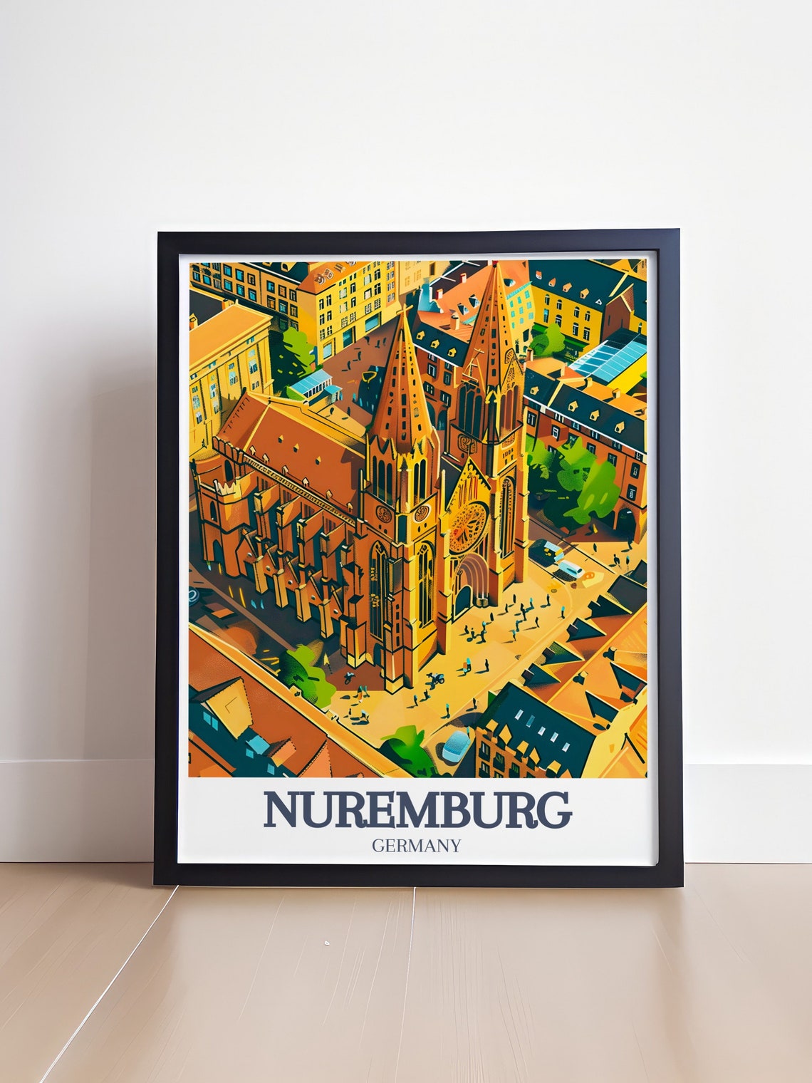 Nuremberg Germany St Lorenz Church Aerial Old Town Roofs View Poster - Image 4
