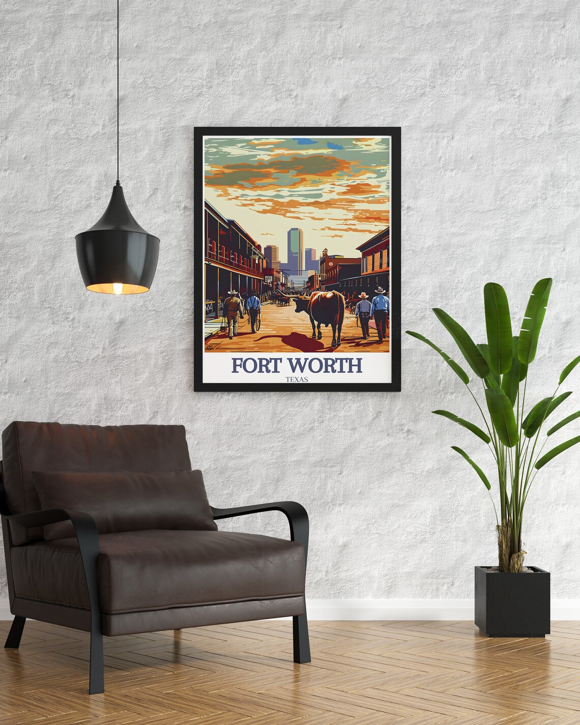Fort Worth Travel Arts Fort Worth Wall Art And Travel Memorabilia Decor Stockyards Exchange Street Art Prints Fort Worth Stockyards Gift - Image 3