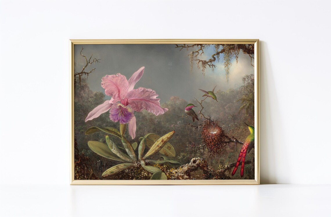 Vintage Botanical Forest, Floral Landscape Art Print