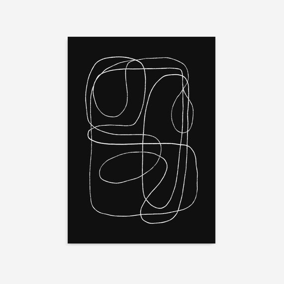 Black Abstract Art Print Gallery Wall Minimal Prints Modern Poster