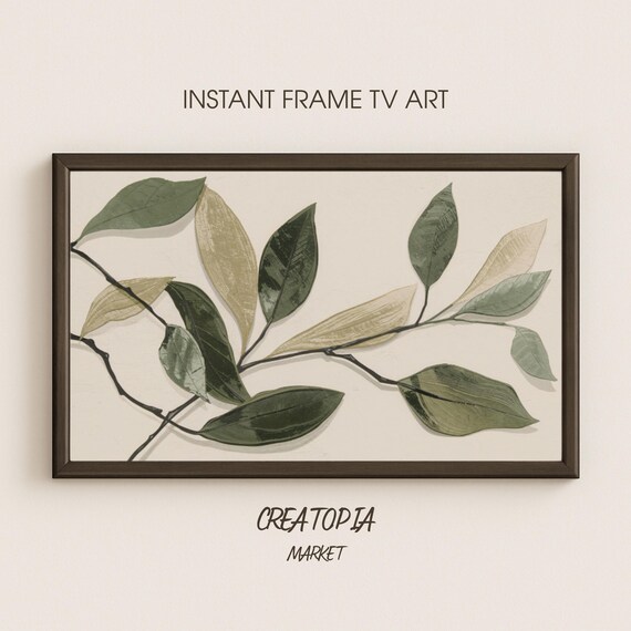 Intertwined Leaves Botanical Branch Minimalist Green Art Print