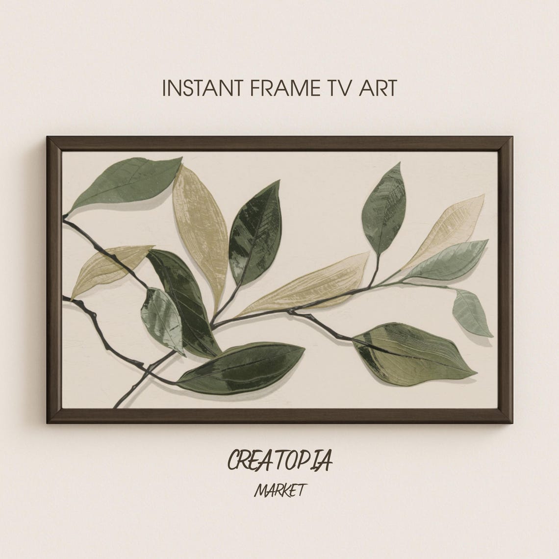 Intertwined Leaves Botanical Branch Minimalist Green Art Print