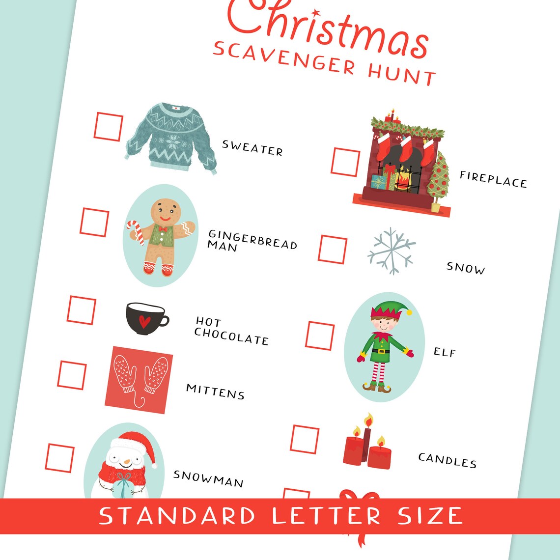 Christmas Scavenger Hunt Kids Activity Poster - Image 2