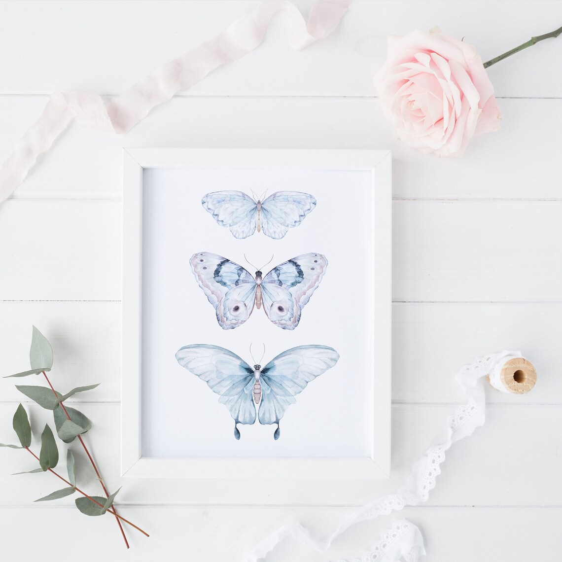 Butterfly Wall Art, Blue Purple Watercolor Print - Image 2