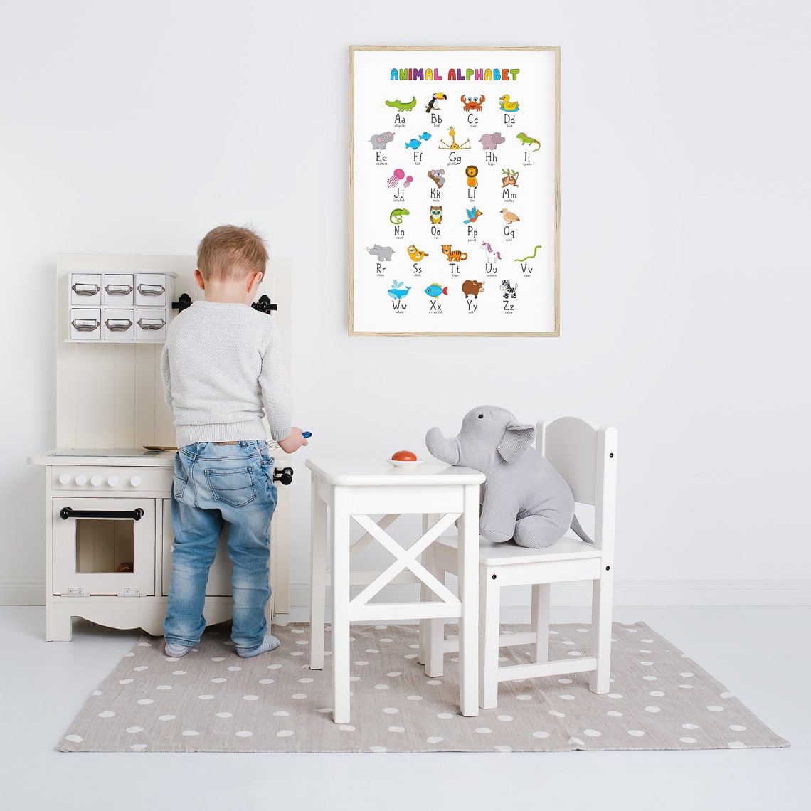 Animal Alphabet Colorful Letters Cartoon Animals ABC Wall Poster - Image 3