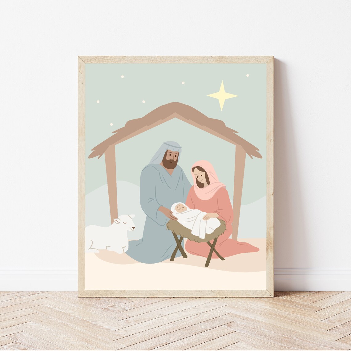 Christmas Nativity Modern Christmas Art Print