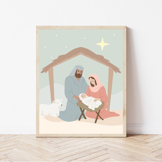 Christmas Nativity Modern Christmas Art Print