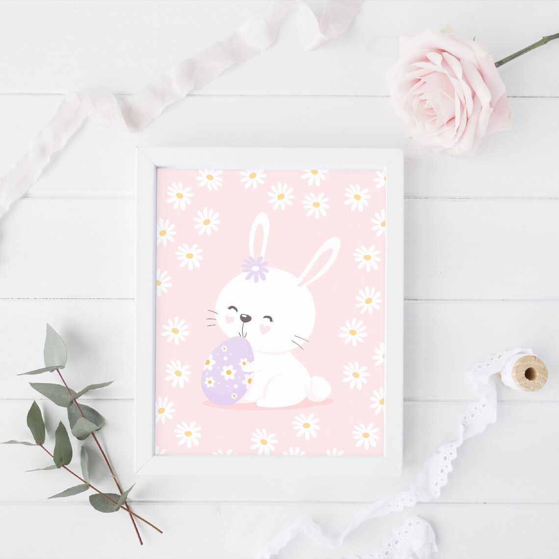 Cute Bunny Pastel Easter Decor Art Print - Image 3