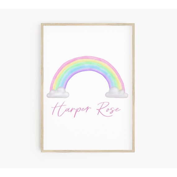 Personalized Rainbow Print, Girls Room Decor Art Print