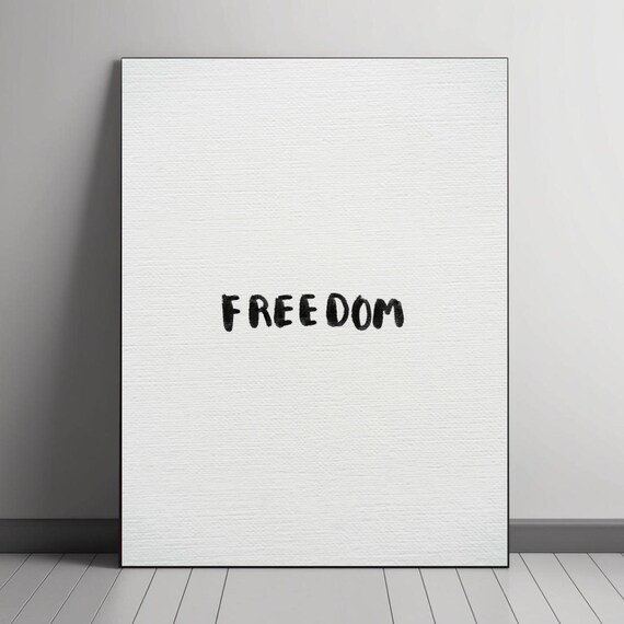 Freedom Minimalist Typography Poster, Motivational Decor