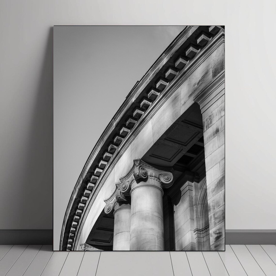 Monochrome Architectural Ionic Columns Art Print