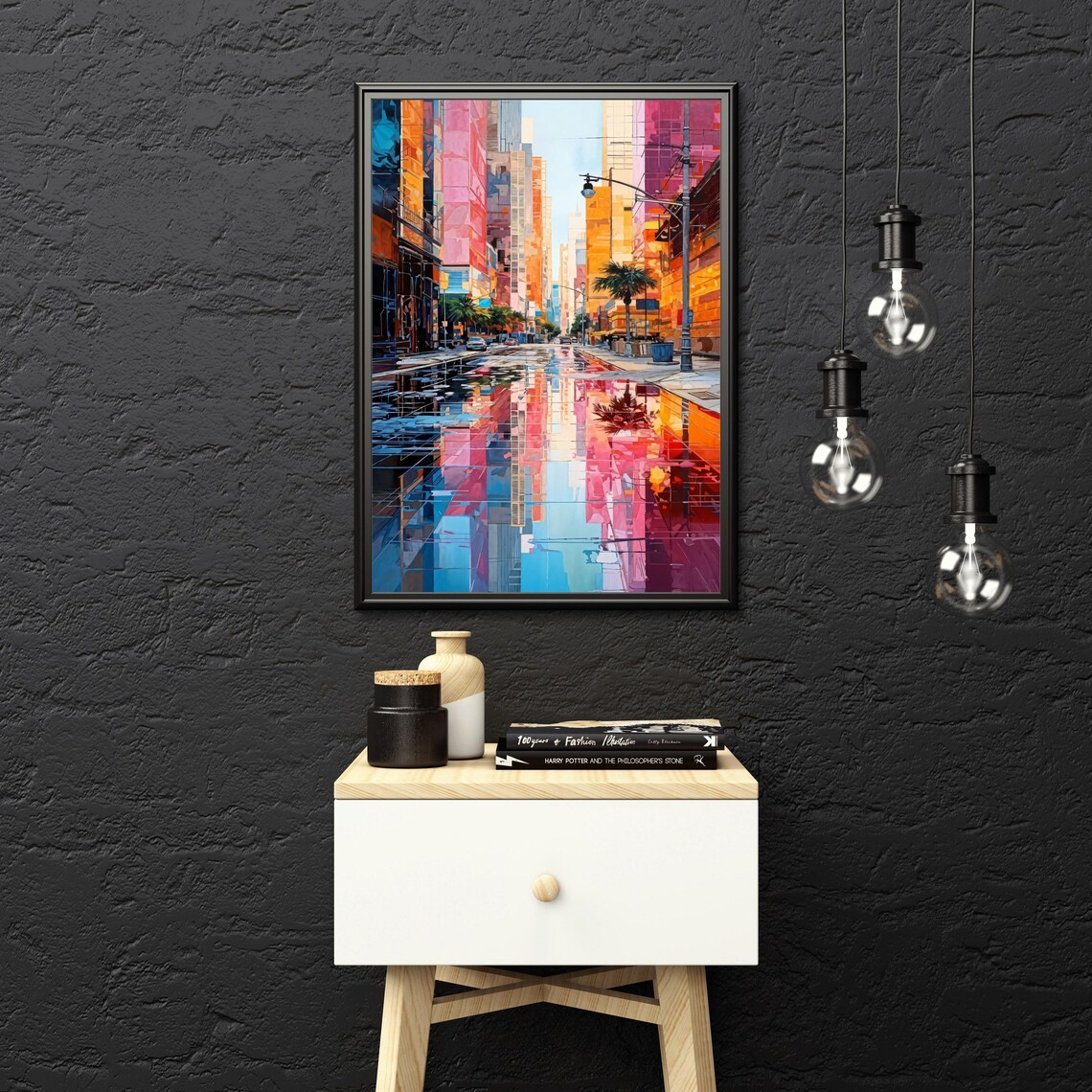 Colorful City Street Reflection, Modern Urban Painting - Image 5