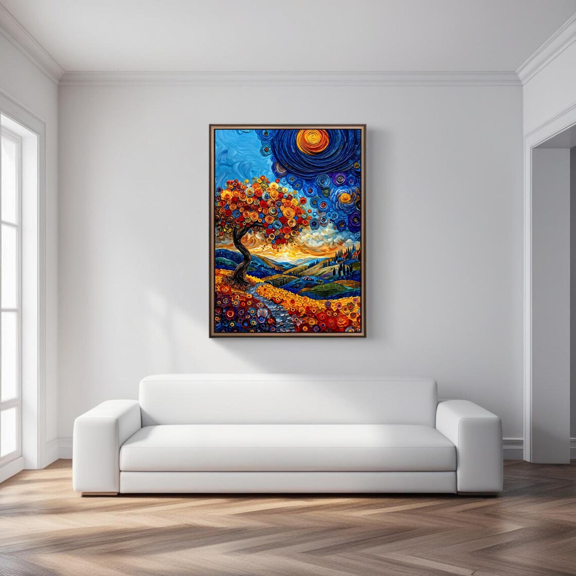 Whimsical Bloomscape, Van Gogh Style Floral Landscape - Image 4