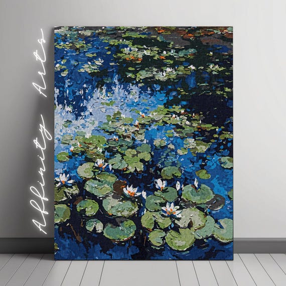 Water Lilies, Monet Style Impressionist Art Print