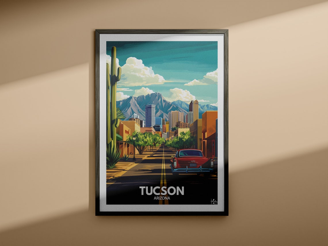 Tucson Travel Print Arizona Tucson Travel Poster Arizona Travel Poster Arizona Cityscape Wall Art Unique City Decor - Image 3