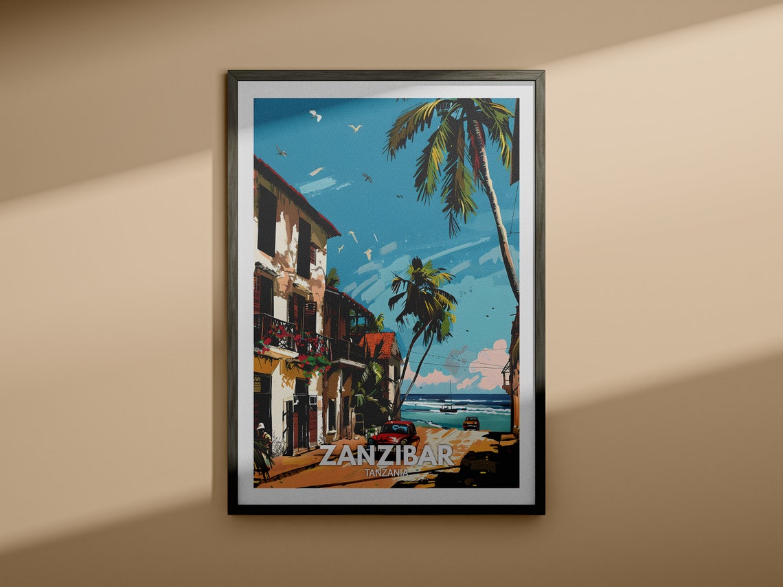 Zanzibar Print Tanzania Zanzibar Travel Poster Tanzania Travel Poster Tanzania Cityscape Wall Art Unique City Decor - Image 3