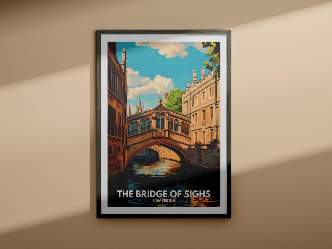 The Bridge Of Sighs Print Cambridge The Bridge Of Sighs Poster Cambridge Travel Art Poster Cambridge Wall Art Decor - Image 3