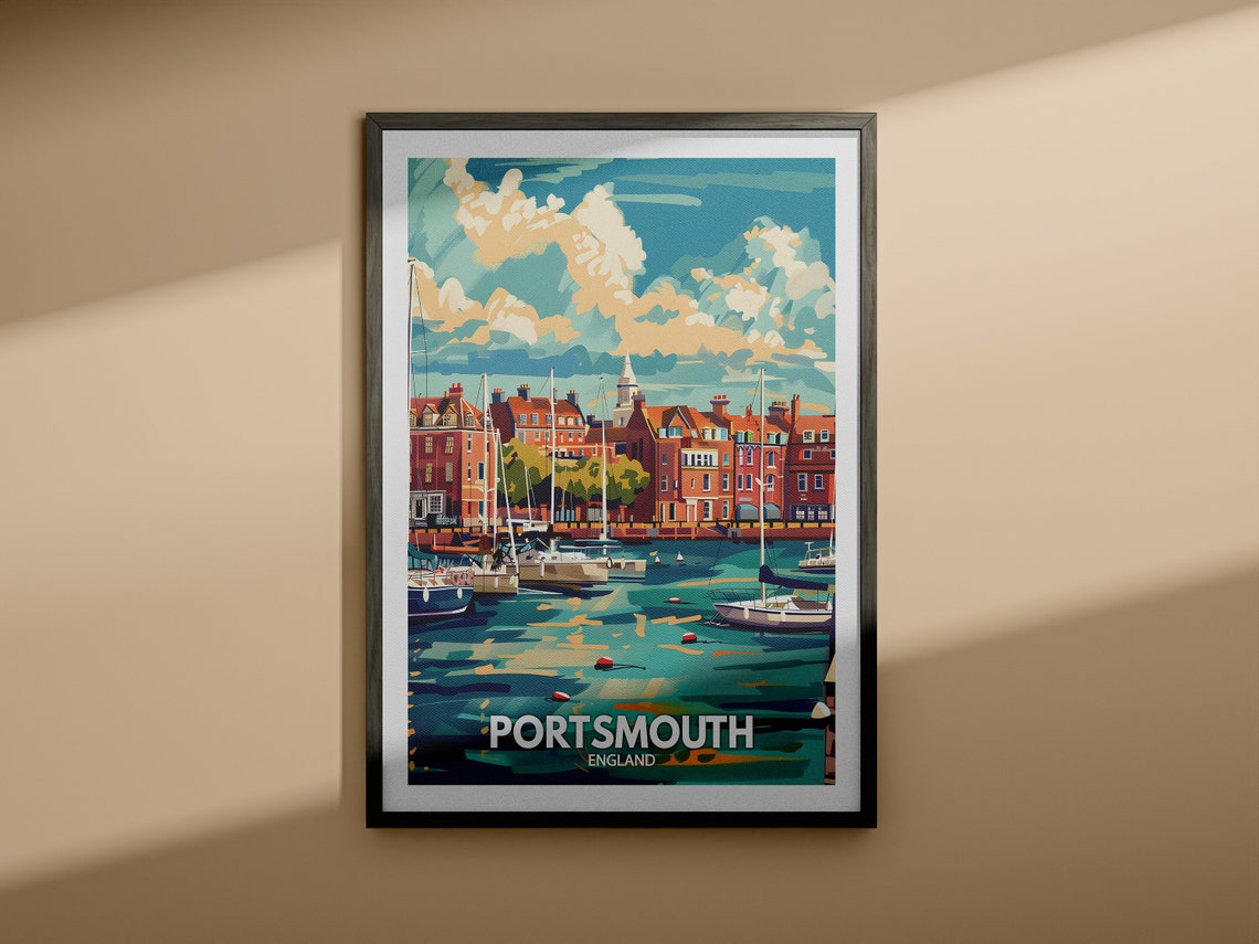 Portsmouth Travel Print England Portsmouth Art Poster England Travel Poster United Kingdom Wall Art English Art Decor - Image 3