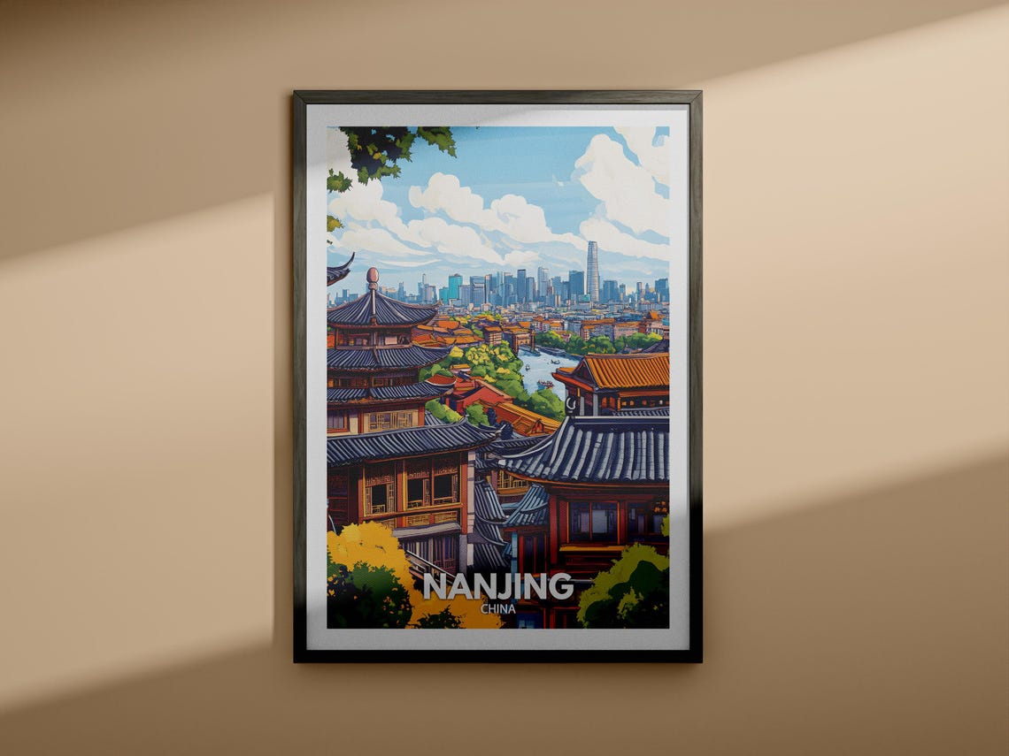 Nanjing Travel Print China Nanjing Travel Poster China Travel Poster China Cityscape Wall Art Unique City Art Decor - Image 3