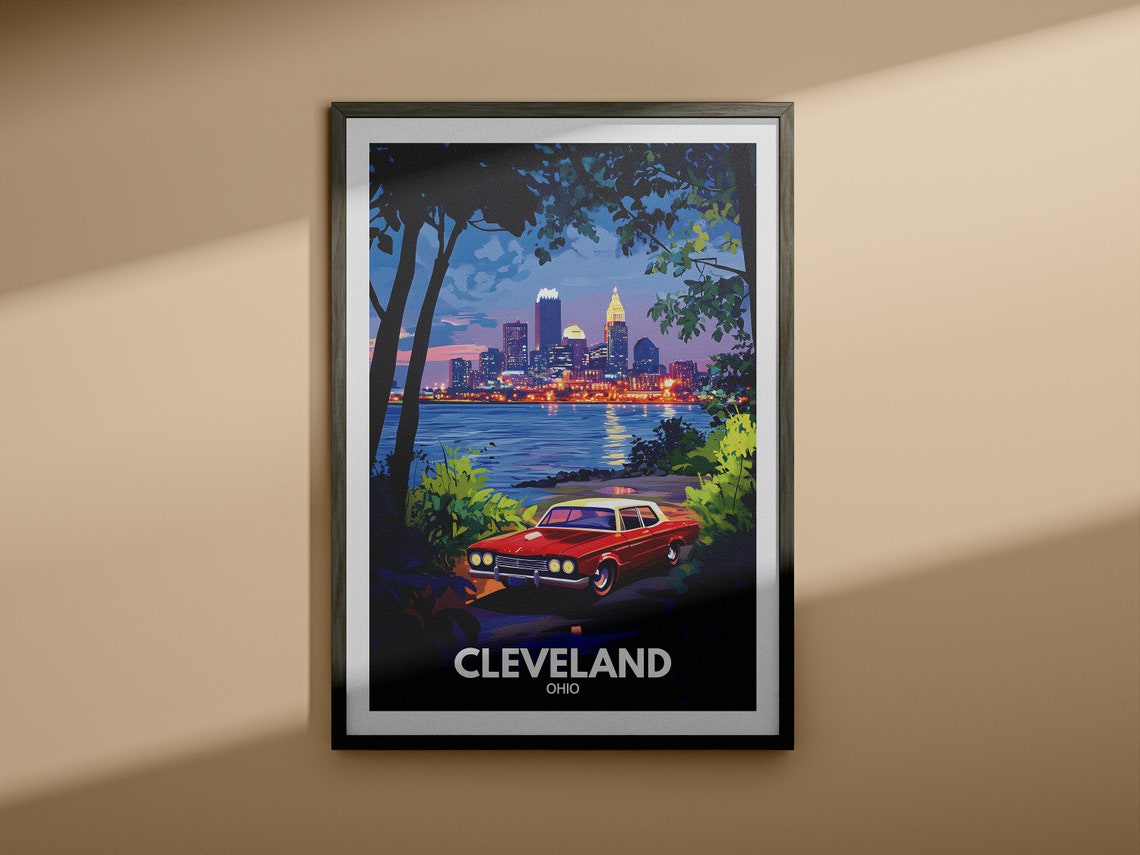 Cheveland Travel Print Ohio Cheveland Travel Poster Ohio Travel Poster Ohio Cityscape Wall Art Unique City Art Decor - Image 3
