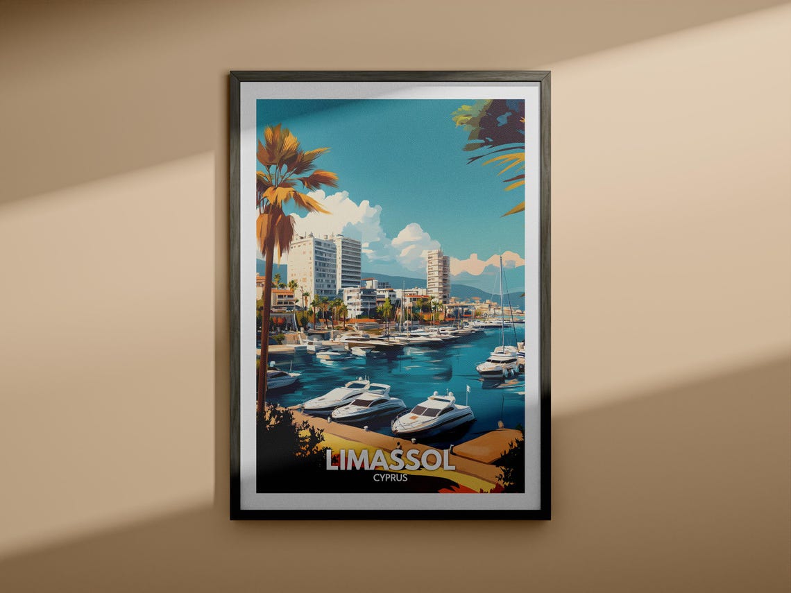 Limassol Travel Print Cyprus Limassol Travel Poster Cyprus Travel Poster Cyprus Cityscape Wall Art Unique City Art Decor - Image 3