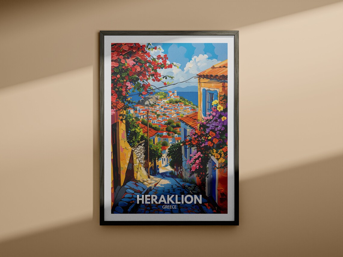 Heraklion Travel Print Greece Heraklion Travel Poster Greece Travel Poster Greece Cityscape Wall Art Unique City Decor - Image 3