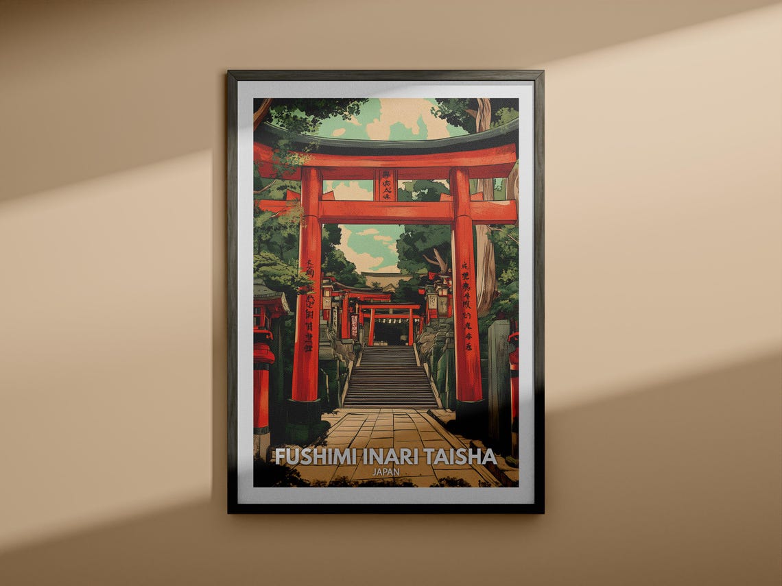 Fushimi Inari Taisha Print Japan Fushimi Inari Taisha Poster Japan Travel Art Poster Japan Wall Art Decor - Image 3