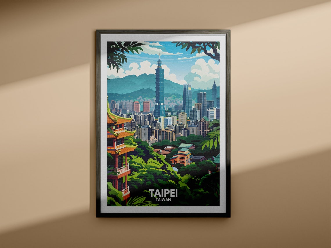 Taipei Print Taiwan Taipei Travel Poster Taiwan Travel Poster Taiwan Cityscape Wall Art Unique City Decor - Image 3