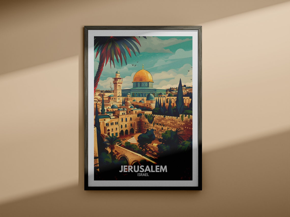 Jerusalem Travel Print Israel Jerusalem Travel Poster Israel Travel Poster Israel Cityscape Wall Art Unique City Art Decor - Image 3