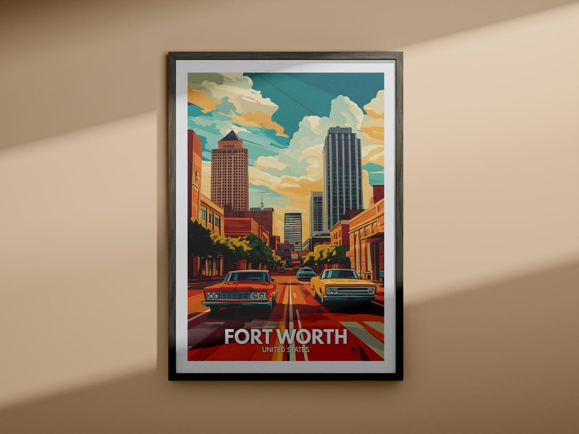 Fort Worth Travel Print United States Fort Worth Travel Poster United States Travel Poster United States Cityscape Wall Art City Decor - Image 3