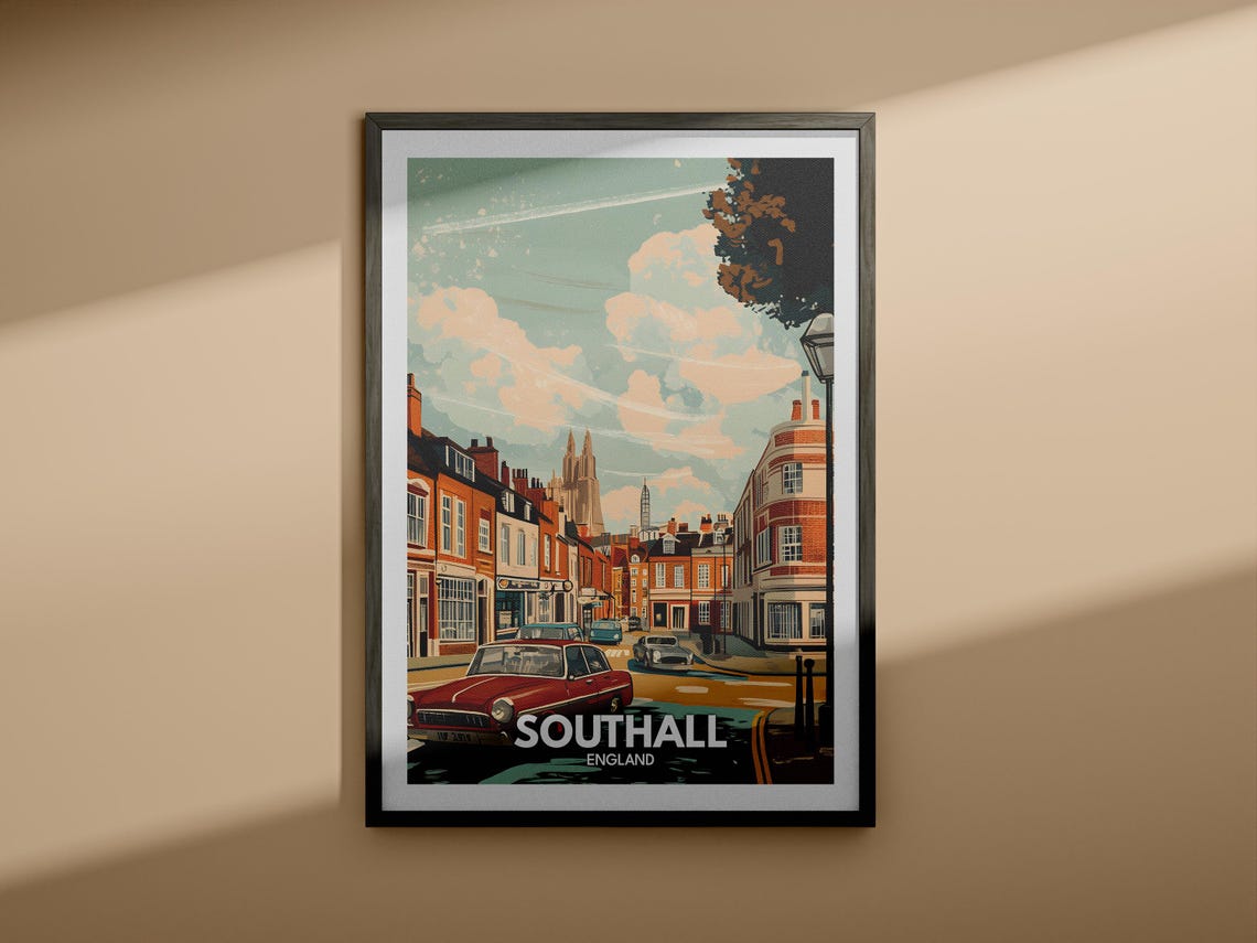 Southall Travel Print England Southall Travel Poster England Travel Poster United Kingdom Wall Art English Art Decor - Image 3