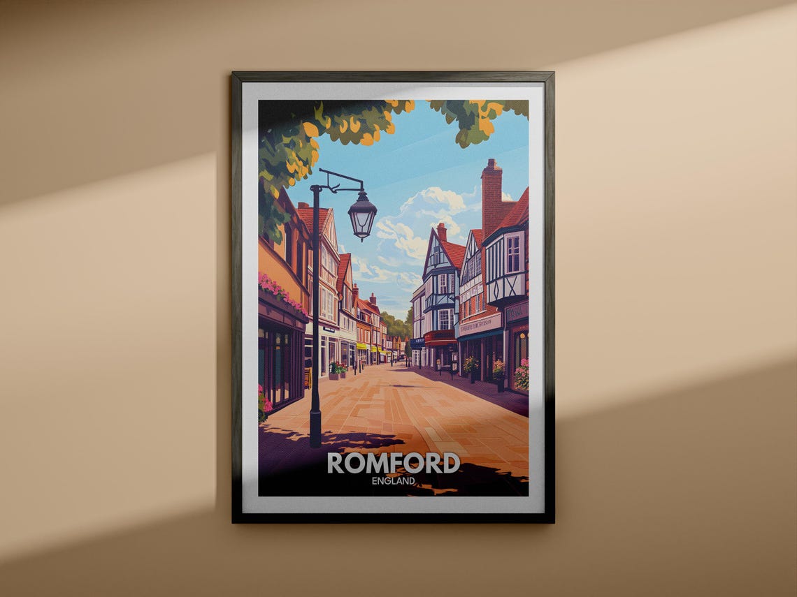 Romford Travel Print England Romford Travel Poster England Travel Poster United Kingdom Wall Art English Art Decor - Image 3