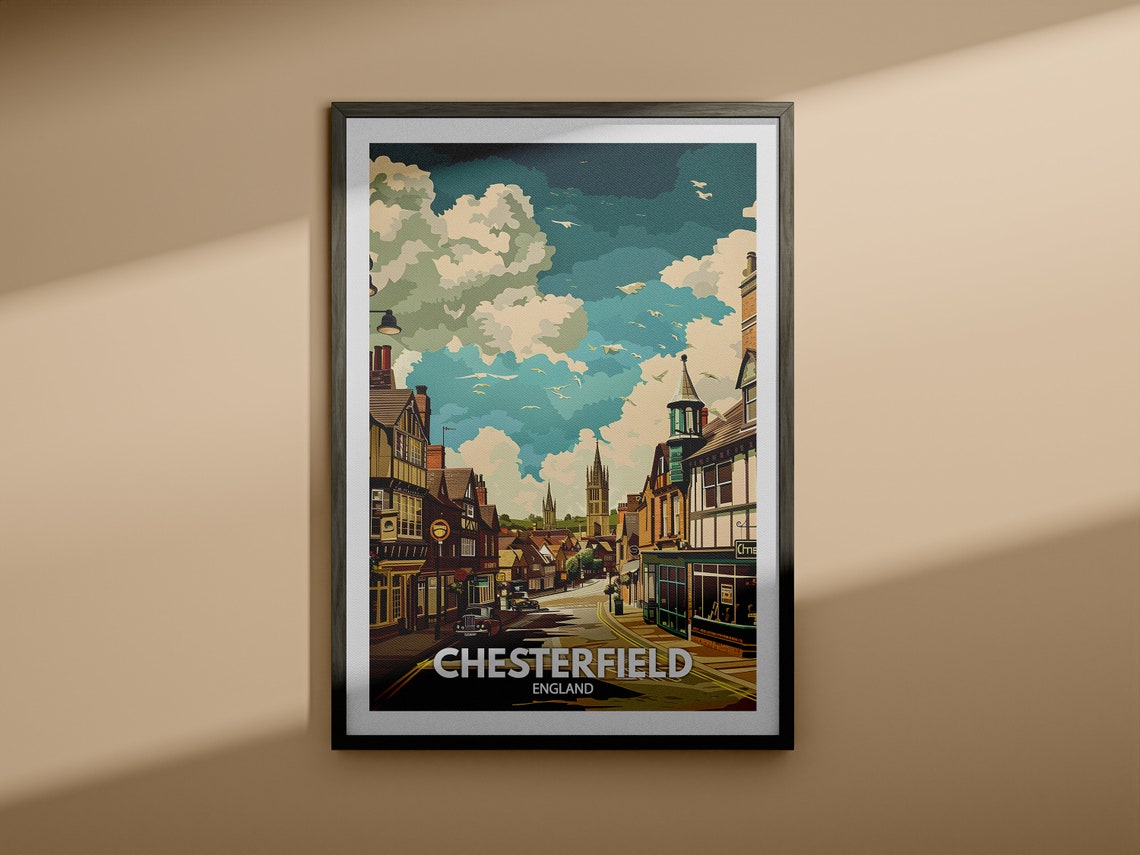Chesterfield Art Print England Chesterfield Art Poster England Travel Poster United Kingdom Wall Art English Art Decor - Image 3