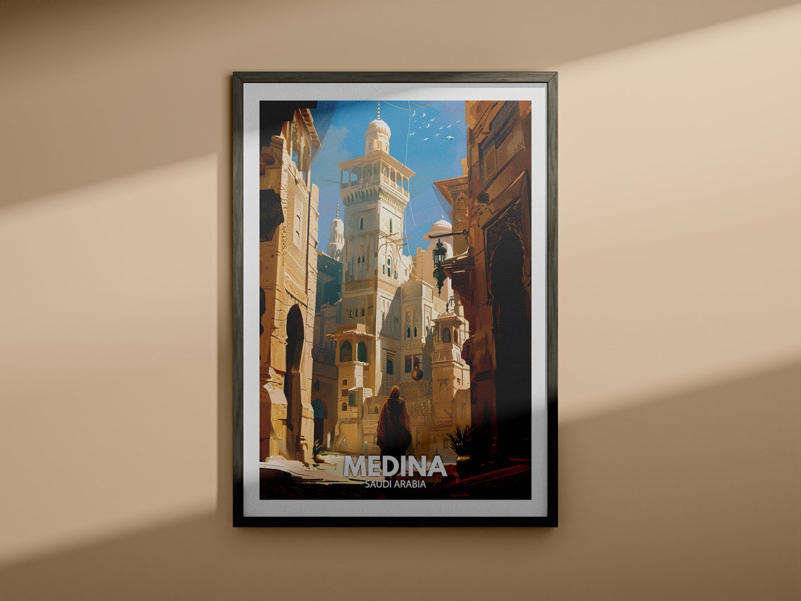Medina Travel Print Saudi Arabia Medina Travel Poster Saudi Arabia Travel Poster Saudi Arabia Cityscape Wall Art Unique City Decor - Image 3