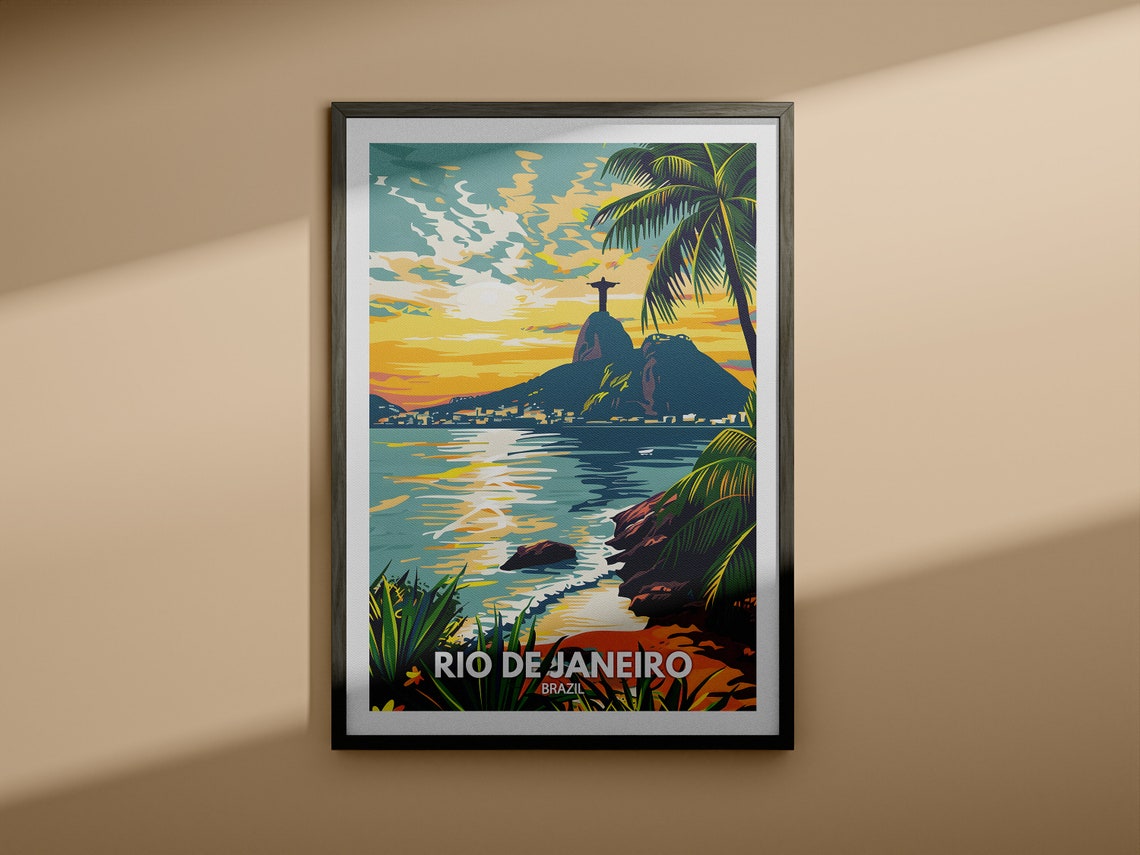 Rio De Janeiro Travel Print Brazil Rio De Janeiro Travel Poster Brazil Travel Poster Brazil Cityscape Wall Art Unique City Decor - Image 3