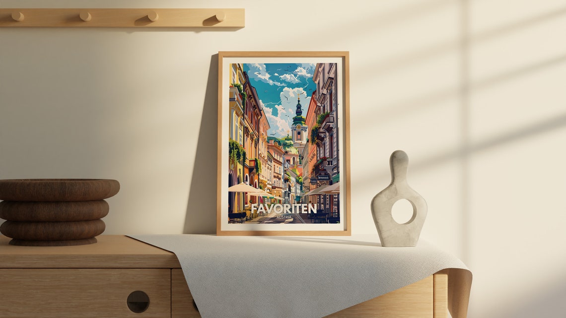 Favoriten Travel Print Austria Favoriten Travel Poster Austria Travel Poster Austria Cityscape Wall Art Unique City Art Decor - Image 2