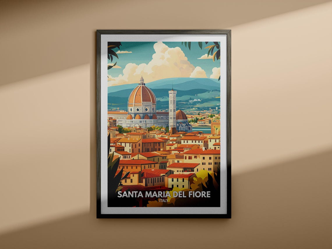 Santa Maria Del Fiore Print Italy Santa Maria Del Fiore Poster Italy Travel Art Poster Italy Wall Art Italy Art Decor - Image 3
